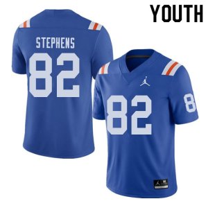 Youth Florida Gators #82 Moral Stephens NCAA Jordan Brand Royal Throwback Alternate Authentic Stitched College Football Jersey ZKS0462MJ